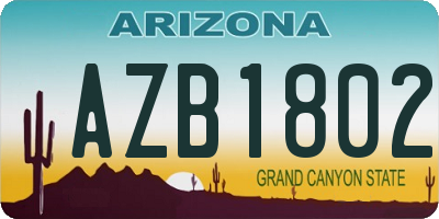 AZ license plate AZB1802