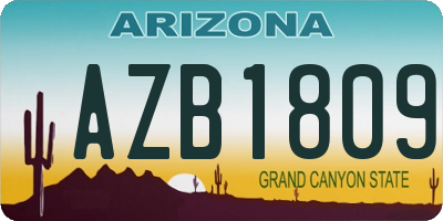 AZ license plate AZB1809