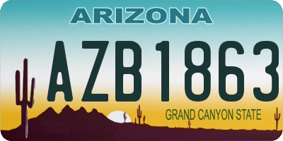 AZ license plate AZB1863
