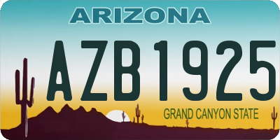 AZ license plate AZB1925