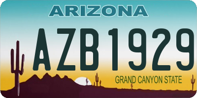 AZ license plate AZB1929