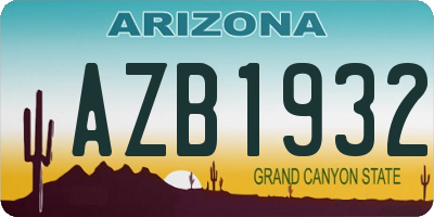 AZ license plate AZB1932