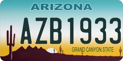 AZ license plate AZB1933