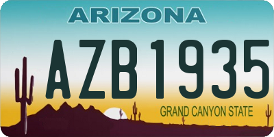 AZ license plate AZB1935