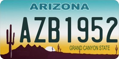 AZ license plate AZB1952