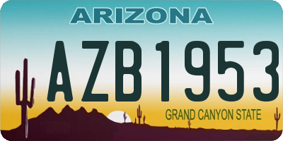 AZ license plate AZB1953