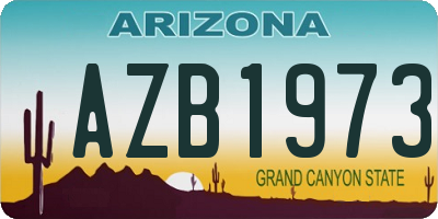 AZ license plate AZB1973