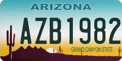 AZ license plate AZB1982