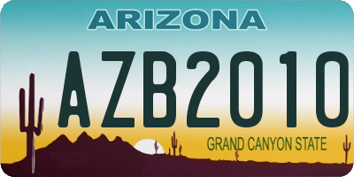 AZ license plate AZB2010