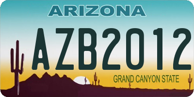 AZ license plate AZB2012