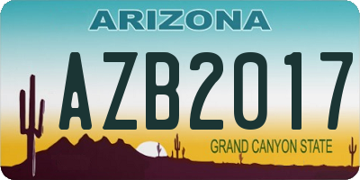 AZ license plate AZB2017