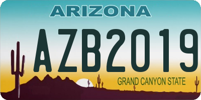 AZ license plate AZB2019