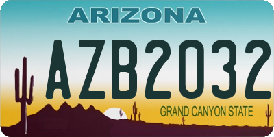 AZ license plate AZB2032