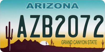 AZ license plate AZB2072