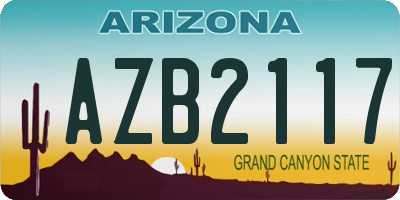 AZ license plate AZB2117