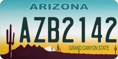 AZ license plate AZB2142