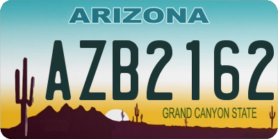 AZ license plate AZB2162