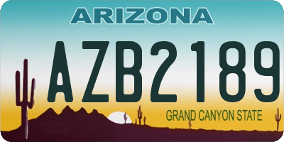 AZ license plate AZB2189