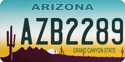 AZ license plate AZB2289