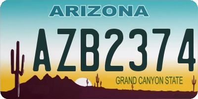 AZ license plate AZB2374