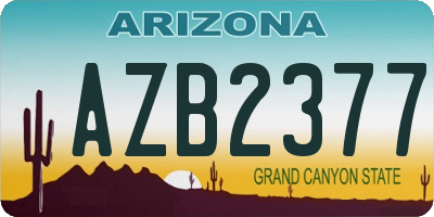 AZ license plate AZB2377