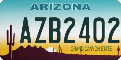 AZ license plate AZB2402