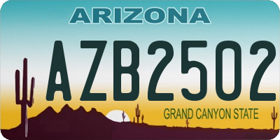 AZ license plate AZB2502