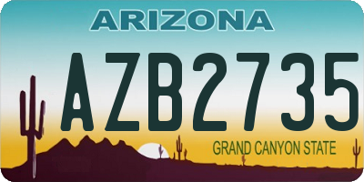 AZ license plate AZB2735