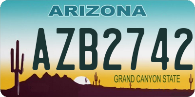AZ license plate AZB2742