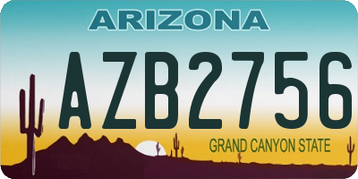 AZ license plate AZB2756