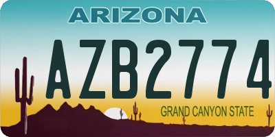 AZ license plate AZB2774
