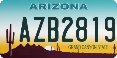 AZ license plate AZB2819