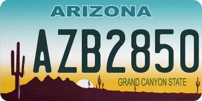AZ license plate AZB2850