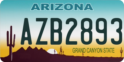 AZ license plate AZB2893