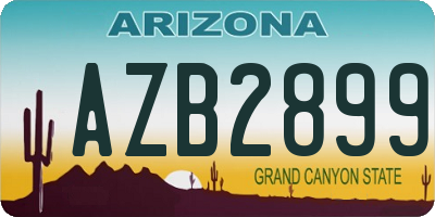 AZ license plate AZB2899