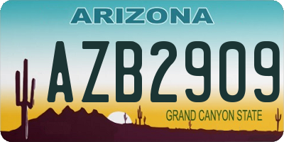 AZ license plate AZB2909