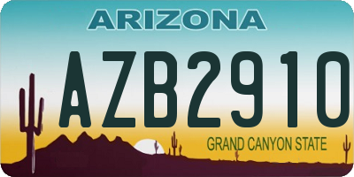 AZ license plate AZB2910