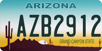 AZ license plate AZB2912