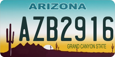 AZ license plate AZB2916