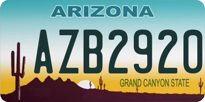 AZ license plate AZB2920