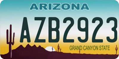 AZ license plate AZB2923