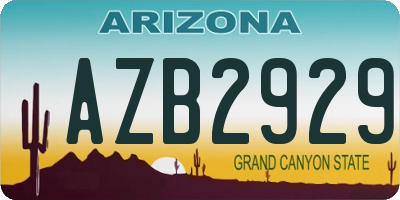 AZ license plate AZB2929
