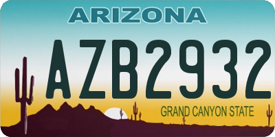 AZ license plate AZB2932