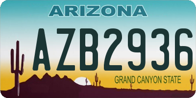 AZ license plate AZB2936