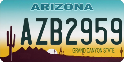 AZ license plate AZB2959