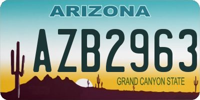 AZ license plate AZB2963