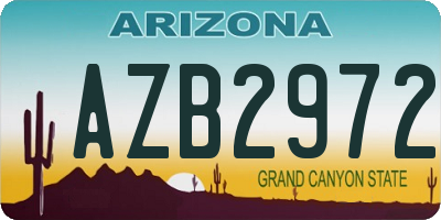 AZ license plate AZB2972