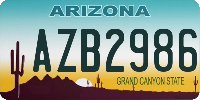 AZ license plate AZB2986