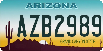 AZ license plate AZB2989