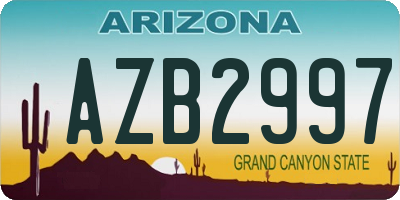 AZ license plate AZB2997